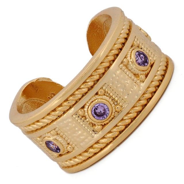 Mystic Queen Amethyst Cuff Gold Ring, Size 4 For Sale In Miami - Image 6 of 8