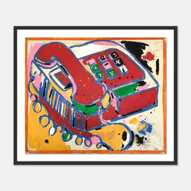 Contemporary Telephone by Jelly Chen in Black Framed Paper - Small Art Print For Sale - Image 3 of 3