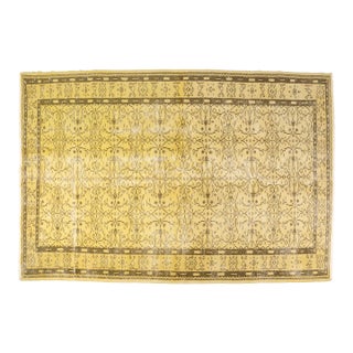 Mid 20th Century Oushak Faded Yellow Rug For Sale