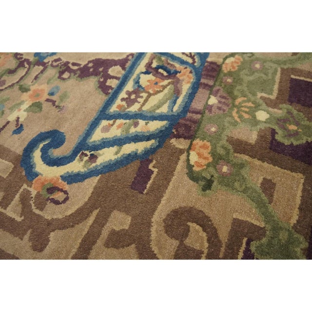 1920s Tan Sand Chinoiserie Antique Chinese Art Deco Carpet 9'3'' X 11'8' Rug For Sale - Image 10 of 10