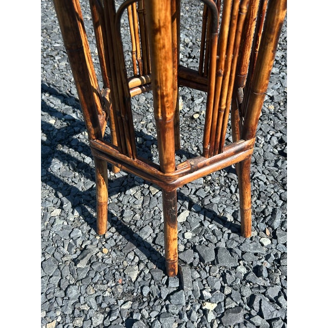 Vintage Bamboo and Rattan 6 Sided End Table or Stand For Sale - Image 11 of 12