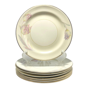 1990s Homer Laughlin “Tulip” Set of 7 Ceramic Bread Plates
