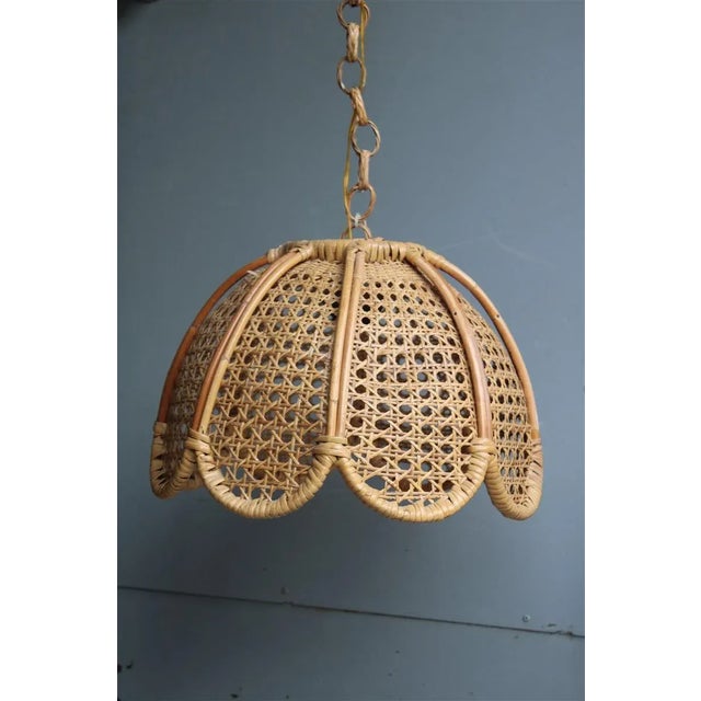 Bamboo, Straw and Brass Pendants, Italy, 1970s, Set of 2 For Sale - Image 6 of 13