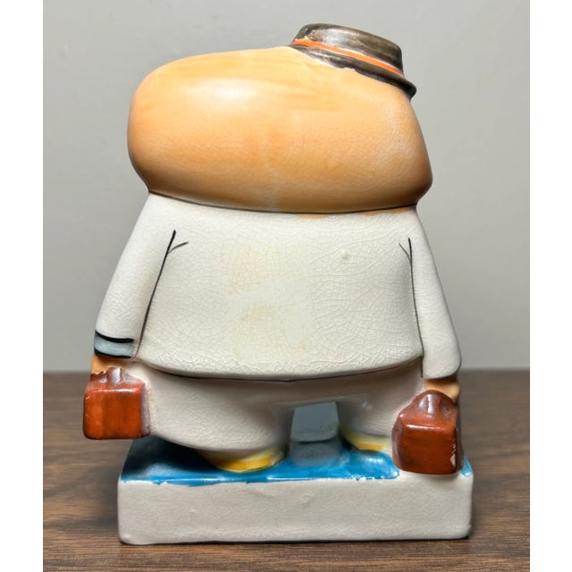 Vintage 1950’s Ucagco Travel Broadens Man With Luggage Ceramic Novelty Figurine Made in Japan For Sale - Image 4 of 6