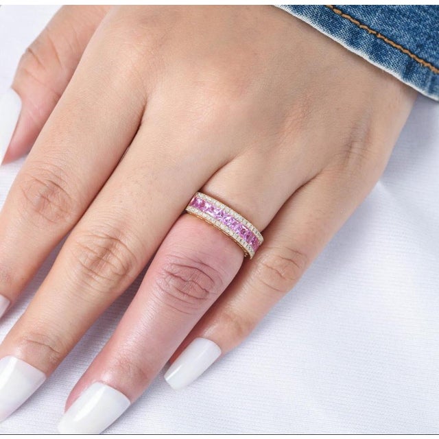 Pink Natural 1.60 cts pink sapphire & 0.30 cts diamond ring in 18k gold For Sale - Image 8 of 18