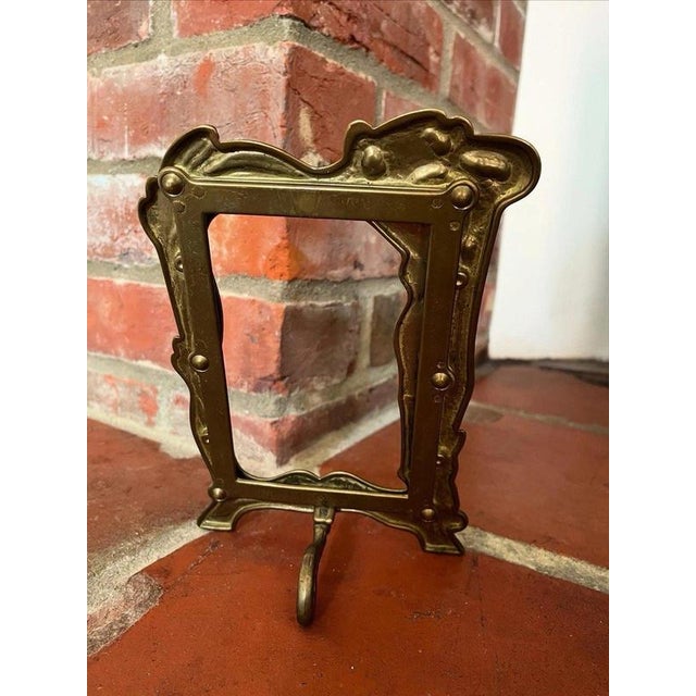 Antique Early 20th Century Art Nouveau Brass Picture Frame For Sale - Image 4 of 6