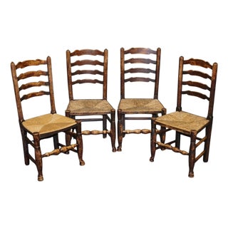 Country House Dining Chairs in Oak, Set of 4 For Sale