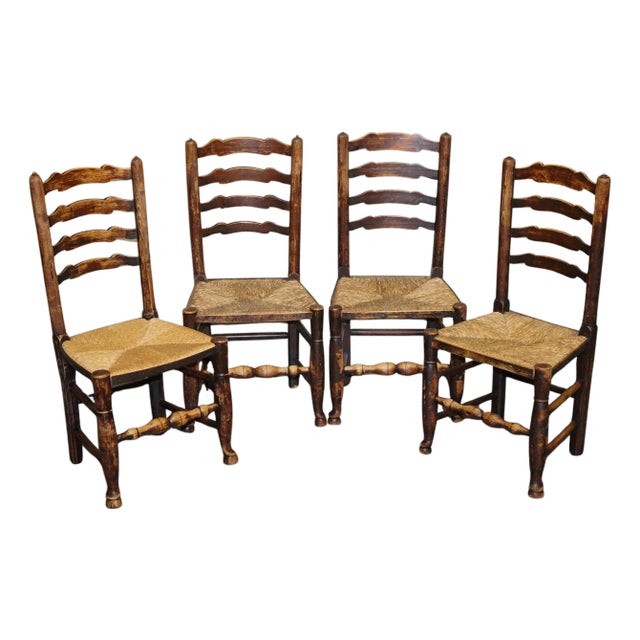 Country House Dining Chairs in Oak, Set of 4 For Sale