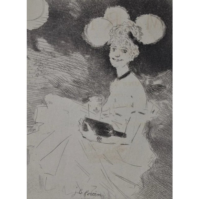 Impressionist Jean-Louis Forain (1852-1931) "A Night Out" Original Etching c.1890s For Sale - Image 3 of 4