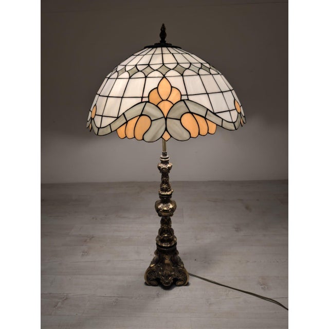 Tiffany Style Brass Table Lamp For Sale - Image 15 of 18