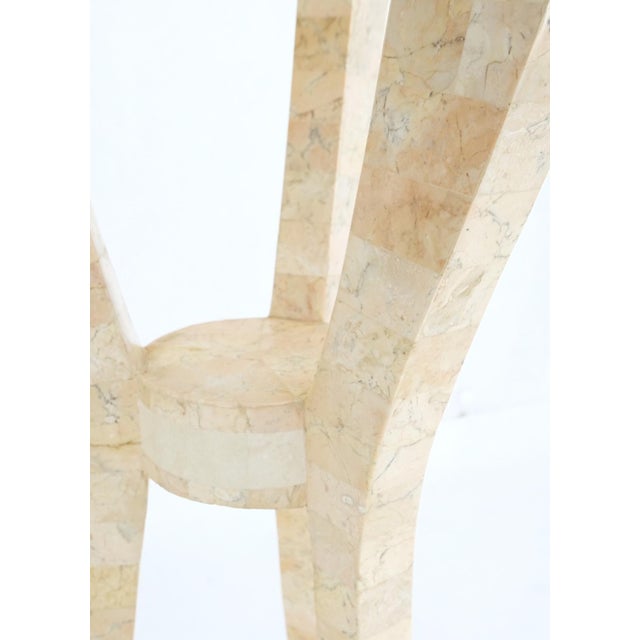 Mid-Century Modern Elegant Tessellated Stone Tri Leg Pedestal Stand Side Table Mint For Sale - Image 3 of 9