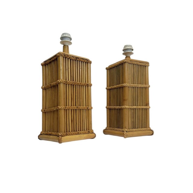Modernist Table Lamps in Bamboo and Rattan Reed from Leola, 1960s, Set of 2 For Sale - Image 13 of 13