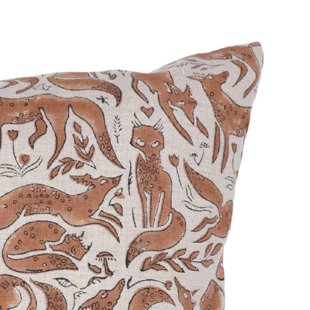 Art Deco Fabdivine Pure Linen Block Print Handmade Pillow Covers 16x16 Inches - Ghehravan For Sale - Image 3 of 6