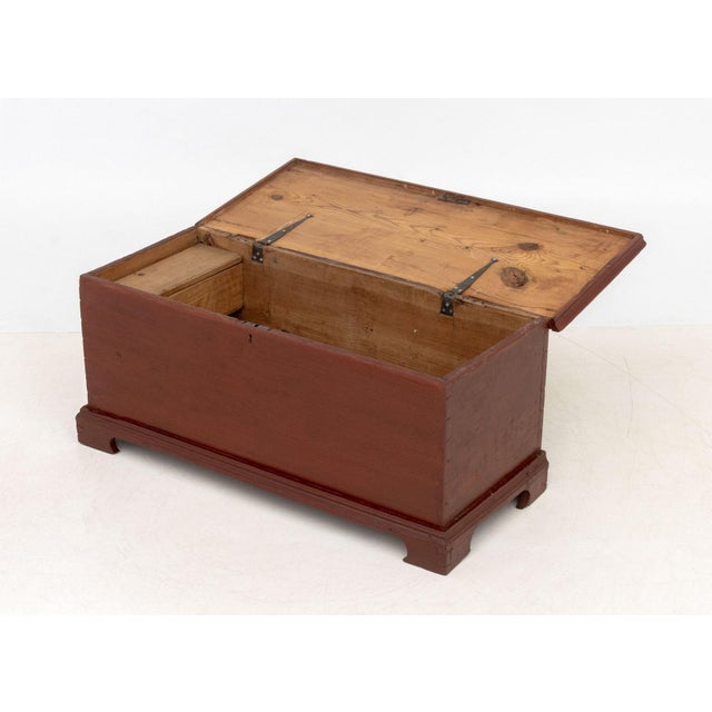 American Red Painted Pine Blanket Chest For Sale - Image 4 of 8