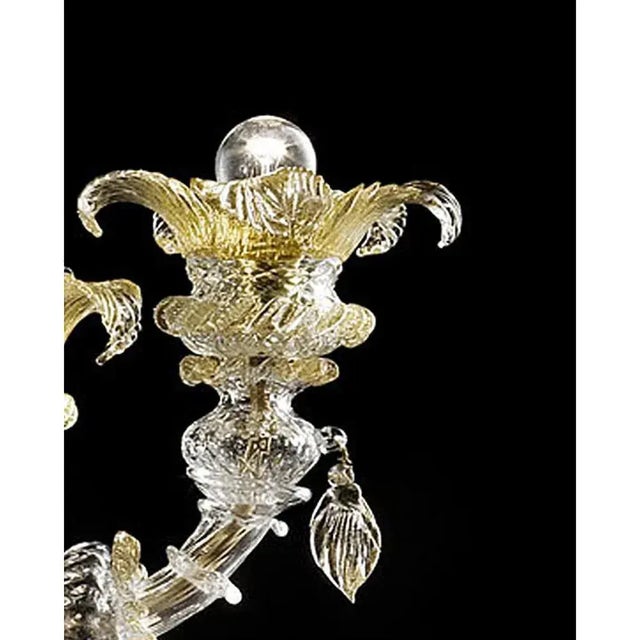 Venetian floreal Murano glass chandlier with leaves pinched by hand and flowers full of gold. All made in Murano glass All...