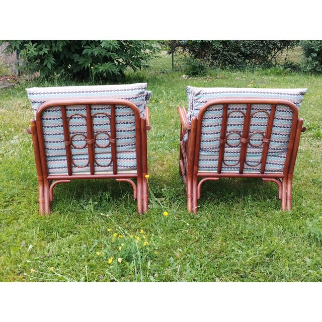 Vintage Rattan Armchairs with Quilted Seats, Set of 2 For Sale - Image 12 of 18