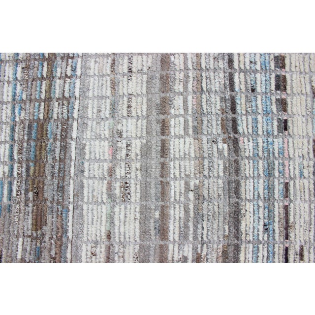 Modern Casual Rug With Hi-Low Design in Cream, White, Brown and Ice Blue 10'3 X 14'3 For Sale - Image 10 of 15