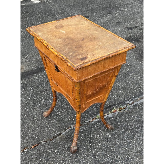 Victorian Late 19th Century Wicker Bamboo Side-Table For Sale - Image 3 of 13