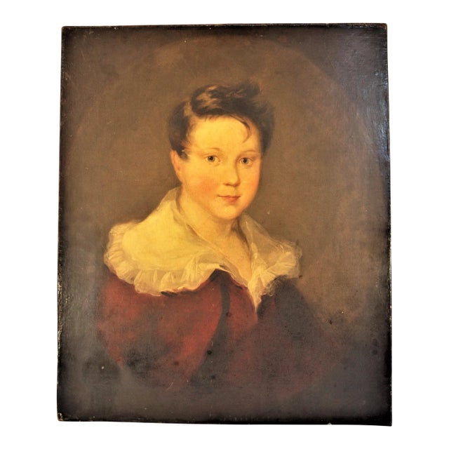 Antique English Oil Painting of a Young Boy 1880 For Sale