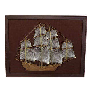 Vintage Mid-Century Modern Nautical String Art - Professionally Framed For Sale