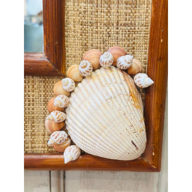 Vintage Rattan and Shell Mirror For Sale In Charleston - Image 6 of 9