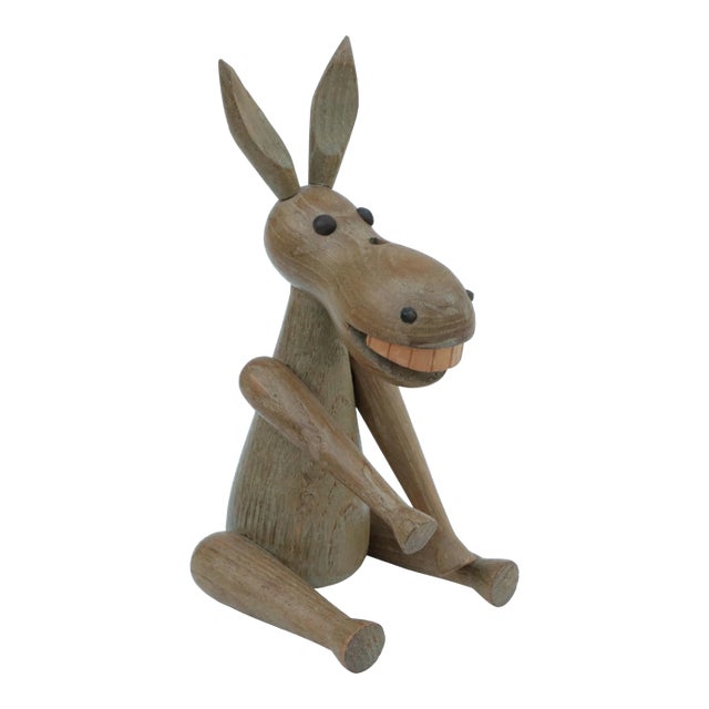 Mid-Century Zoo-Line Wooden Donkey Figure For Sale
