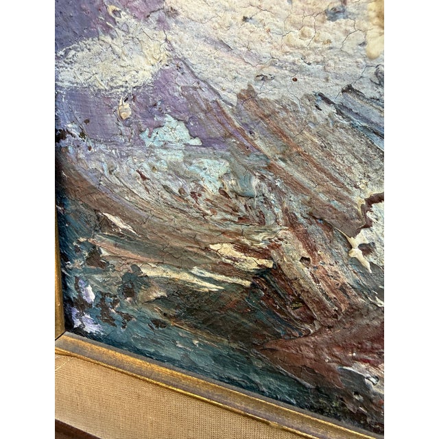 White Zaza Meuli Impressionist Impasto Oil Board Winter Landscape Mid Century Modern Brutalist For Sale - Image 8 of 8