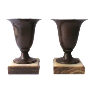 Art Deco Urn Form Table Lamps With Onyx Marble Bases, Pair