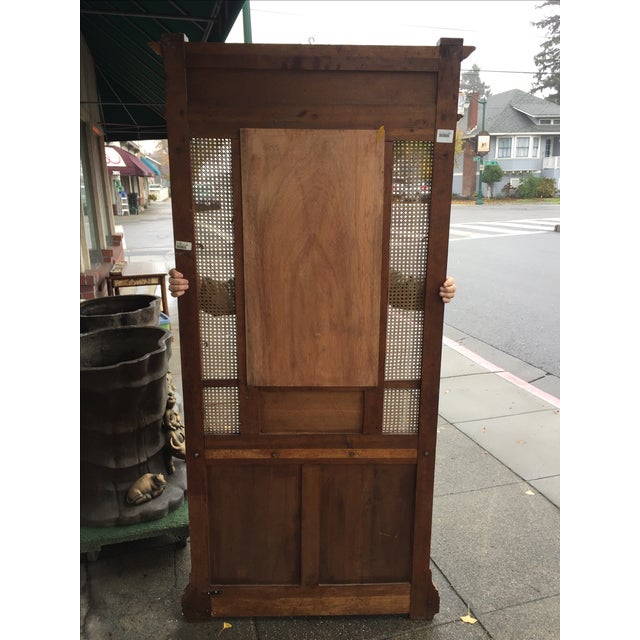 English Oak Hall Tree Coat Rack With Cane and Mirror Chairish