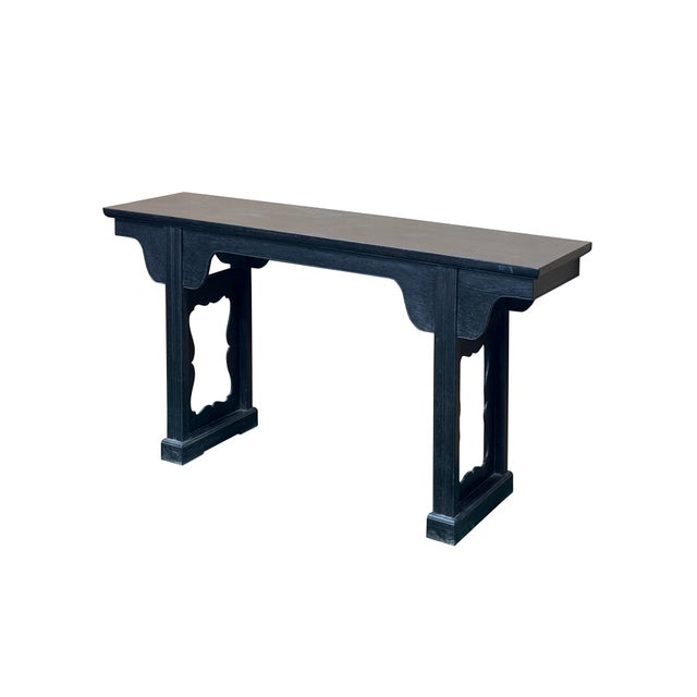 Chinese Chinese Dark Brown Black Huali Rosewood Ming Style Altar Table For Sale - Image 3 of 11
