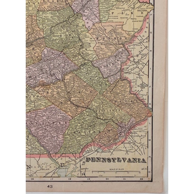 American Antique Late 19th Early 20th Century "Pennsylvania" Color Atlas Map c.1910 For Sale - Image 3 of 15