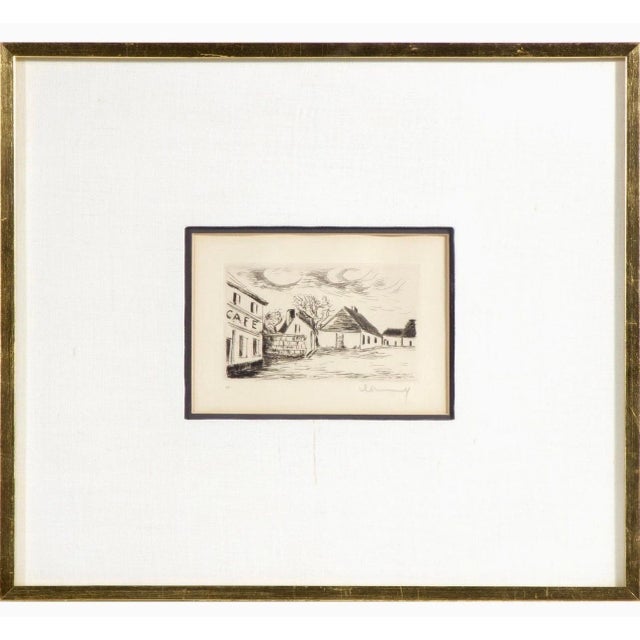Printmaking Materials Maurice Vlaminck, Hand Signed in Pencil Etching Cafe de Paris Visage de Maisons Maurice Vlaminck, c.1927 For Sale - Image 7 of 8