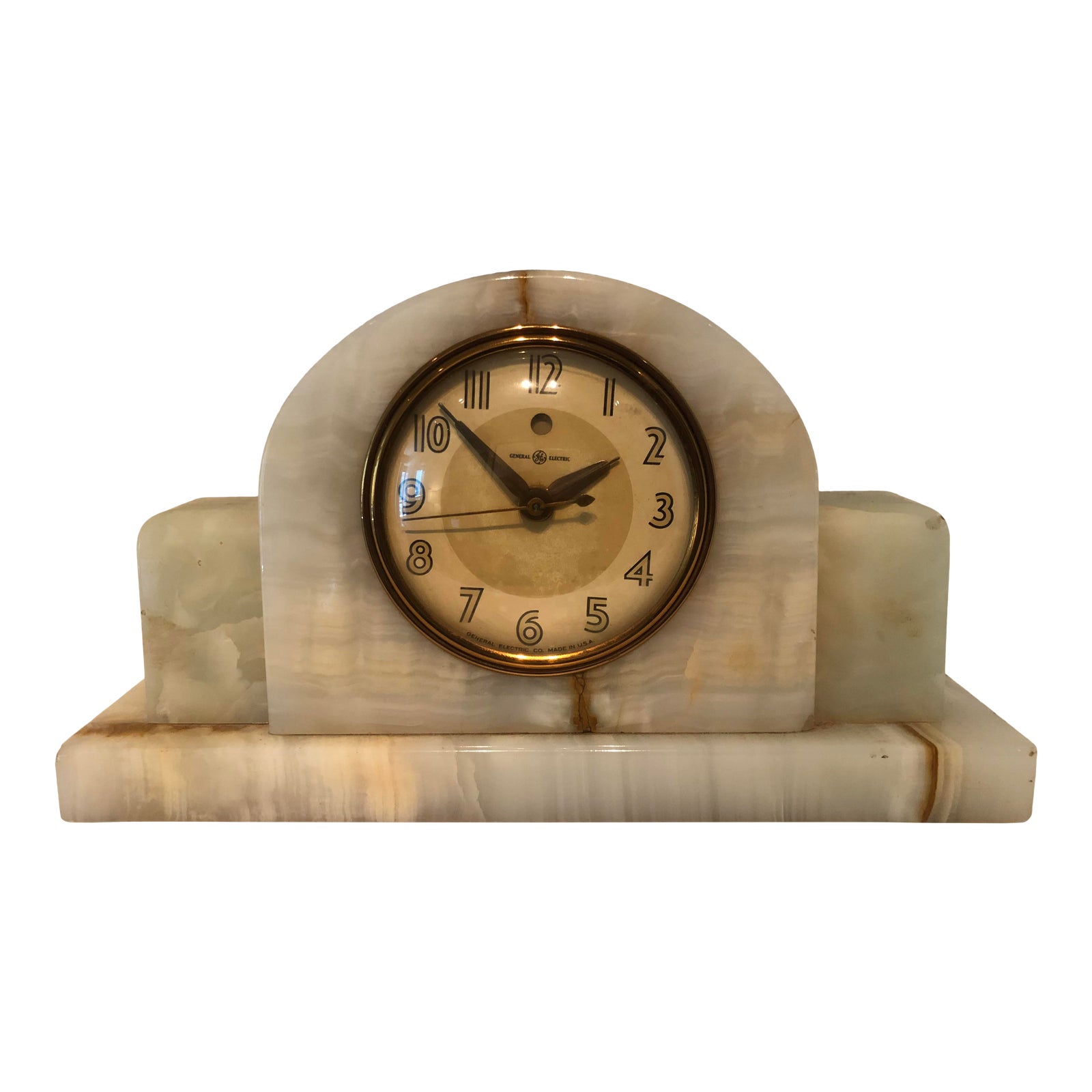General Electric Art Deco Alabaster Mantel Clock Chairish