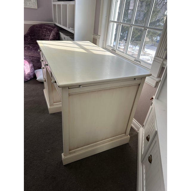 Grange Shabby Chic Soft White Desk With Keyboard Drawer and Cabinets For Sale In Chicago - Image 6 of 10