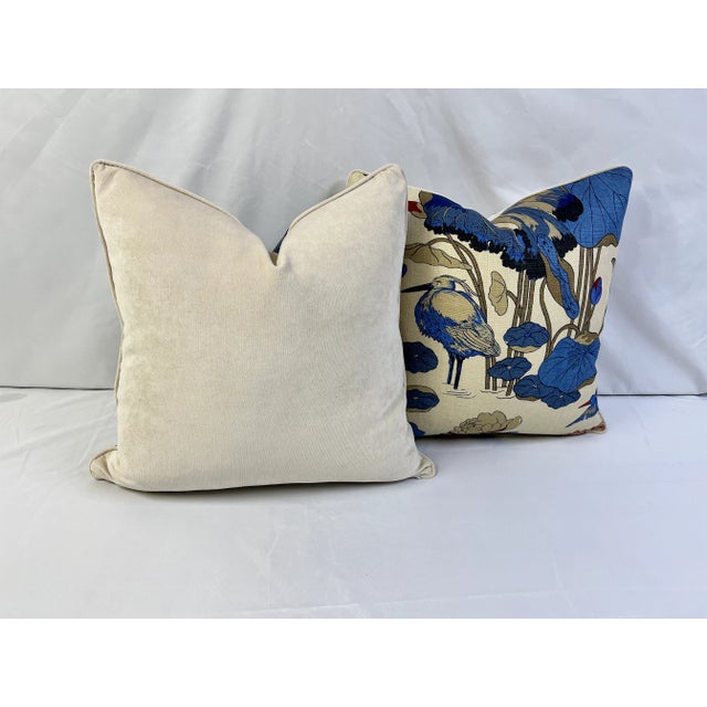 Custom made GP & J Baker pillows with matching backing and piping edges. Invisible zipper and feather down insert included