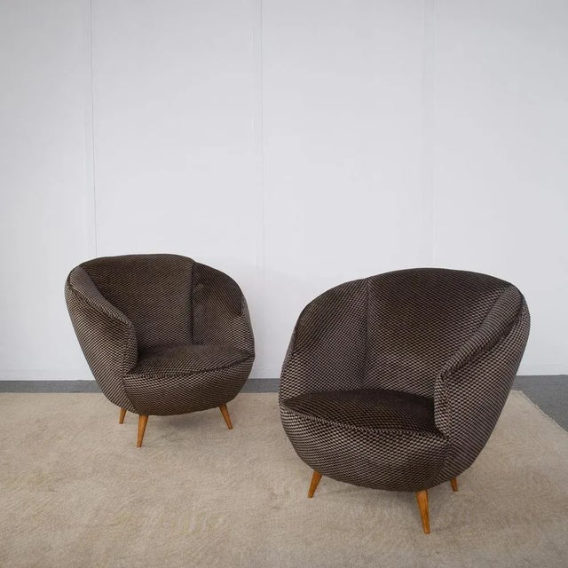 Wood Set of Armchairs attributed to Gio Ponti, 1950s For Sale - Image 7 of 8