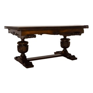 Vintage Spanish Dining Table in Carved Oak, 1950 For Sale