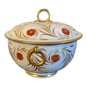 Antique Early 19th Century Worcester Flight Barr Porcelain Sugar Bowl Sucrier and Cover