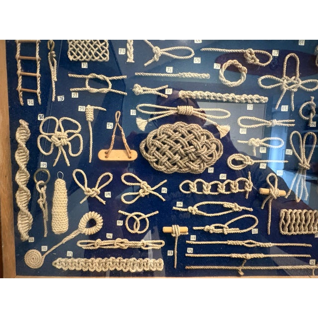Mid 20th Century Mid 20th Century Maritime Nautical Knot Board 142 Hand-Tied Fancy Knots, Splices & Rope Framed For Sale - Image 5 of 9