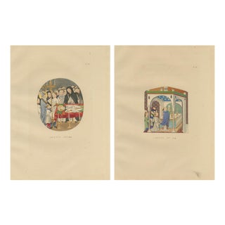 Paul Mercuri, Medieval Catholic Rituals Funeral & Mass, 1860, Hand-Colored Lithographs on Paper, Set of 2 For Sale