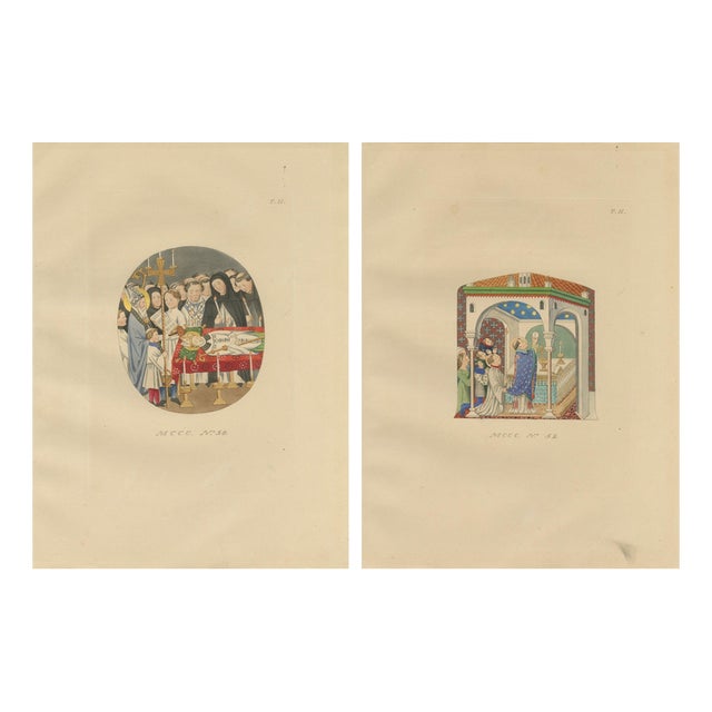 Paul Mercuri, Medieval Catholic Rituals Funeral & Mass, 1860, Hand-Colored Lithographs on Paper, Set of 2 For Sale