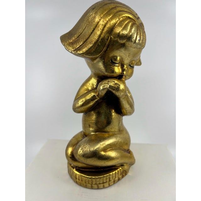 Mid-Century Modern 1950s Vintage Gold Finish Little Girl Figurine Piggy Bank For Sale - Image 3 of 10