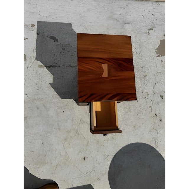 Late 20th Century Late 20th Century Walnut Mission Style Single Drawer Side Table W/ Metal Accents For Sale - Image 5 of 9