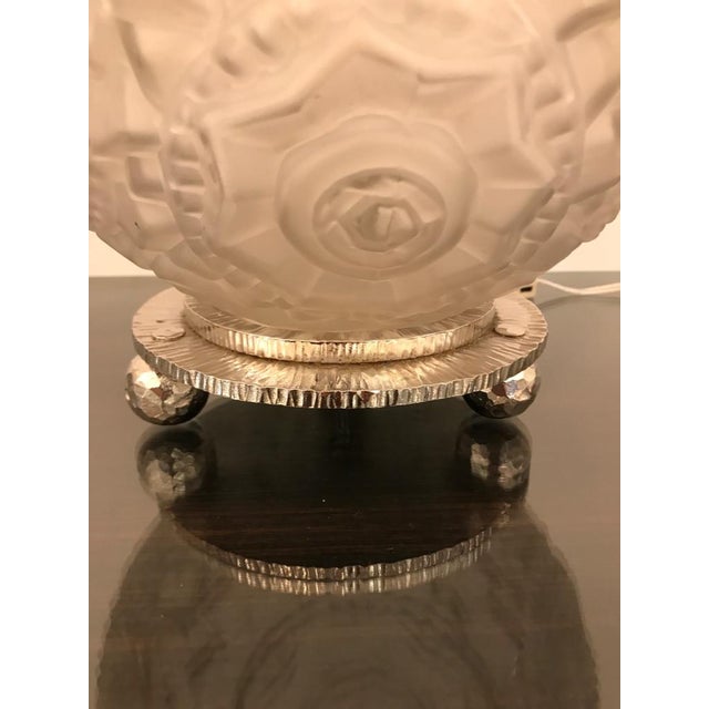 French Art Deco Round Geometric Table Lamp by Sabino For Sale In New York - Image 6 of 13