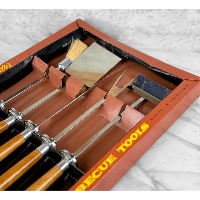 Mid-Century California Atomic 5pc Walnut & Stainless Steel Barbecue Grilling Tools For Sale - Image 6 of 7