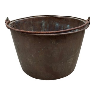 Ca 19th Century Copper Bucket/Cauldron With Iron Handle For Sale