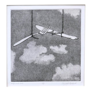 "Knife and Fork" - Surreal Landscape of Cutlery in the Clouds by Elizabeth Quandt For Sale
