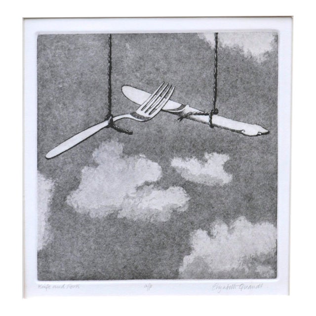 "Knife and Fork" - Surreal Landscape of Cutlery in the Clouds by Elizabeth Quandt For Sale