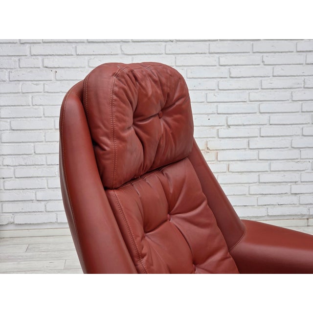Mid-Century Modern Danish Swivel Armchair in Furniture Leather by H.W. Klein for Bramin, 1970s For Sale - Image 3 of 18