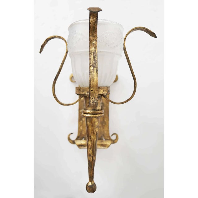 Vintage Wall Sconces - Wrought Iron With Gilt Finish - A Pair For Sale - Image 10 of 11